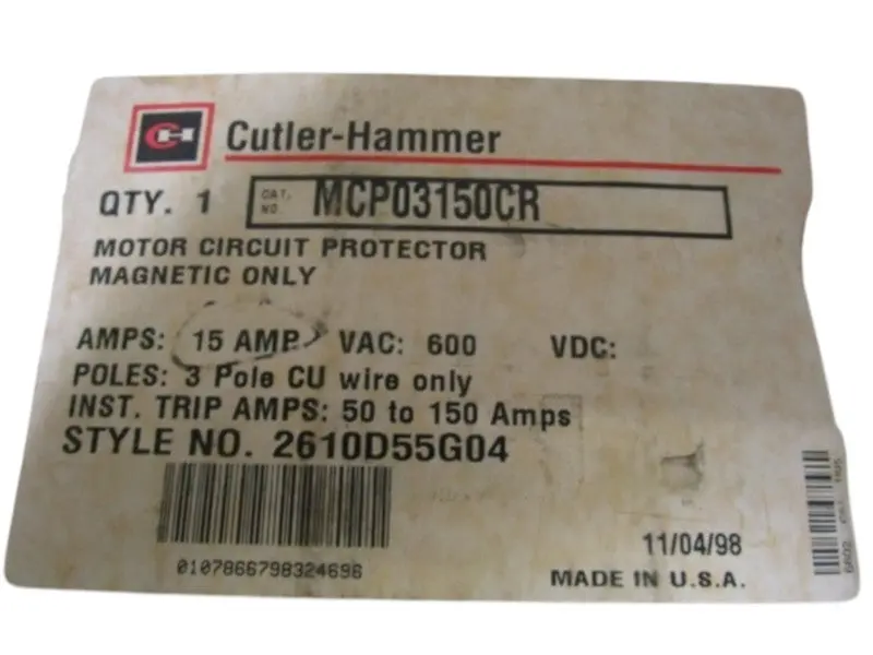 Cutler Hammer Mcp03150cr 15A Nsmp 1