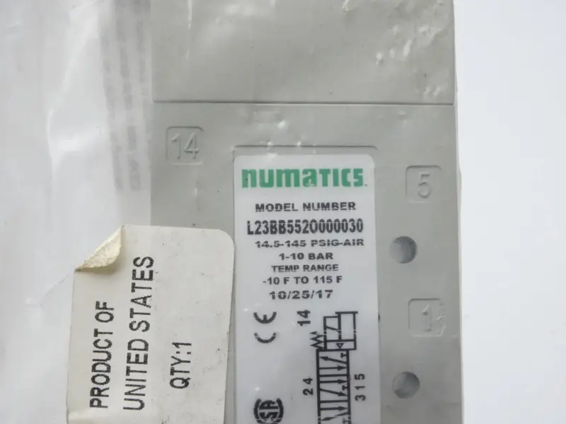 Numatics L23bb552o000030 100-115/110-120V .07A 14.5-145Psi Nsmp 2