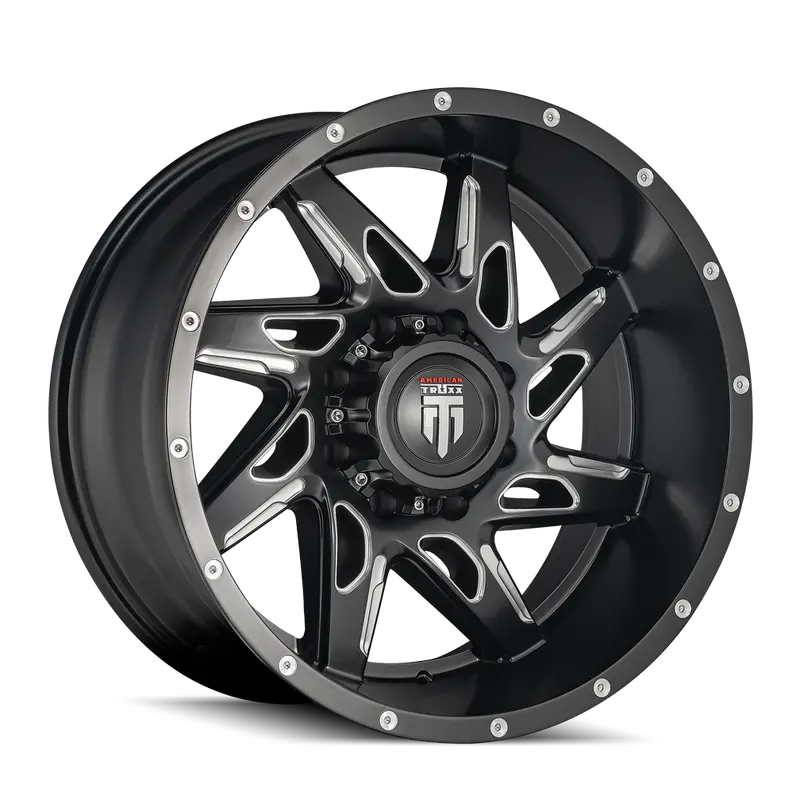 American Truxx At183-2178M-24 Spyder Black & Milled 20X10 Alloy Wheel – 8-Lug, -24Mm Offset, 125.2Mm Bore 1