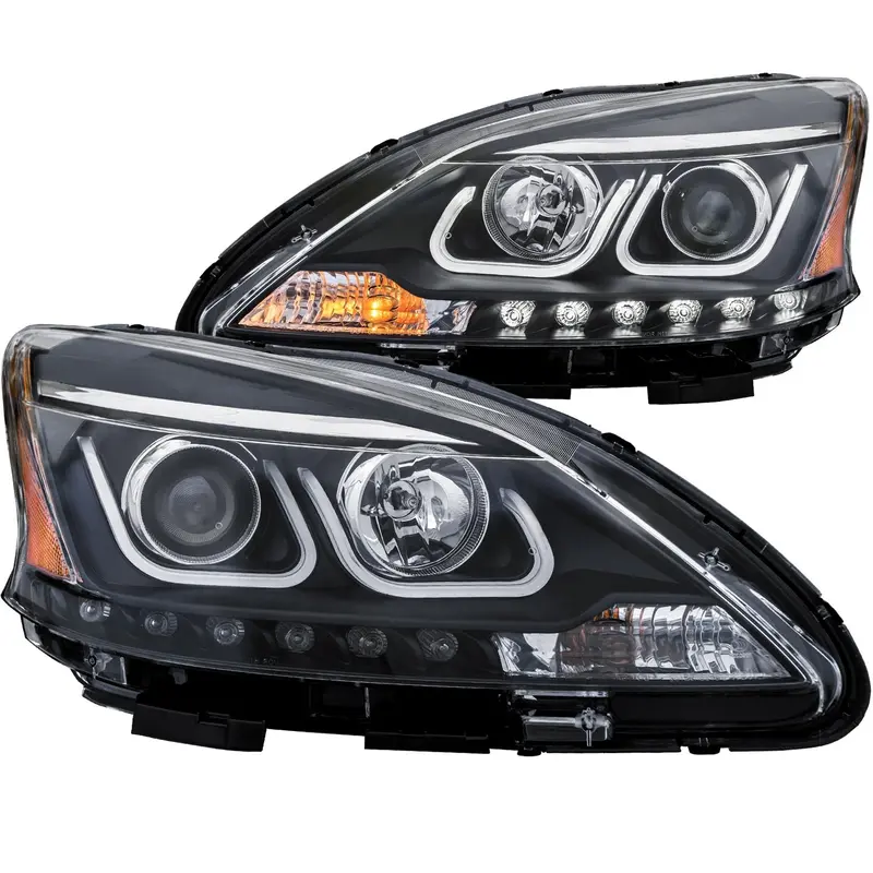 Anzo Usa Projector Headlight Set – Clear Lens, Black Housing, U-Bar Design, Sold As Pair 1