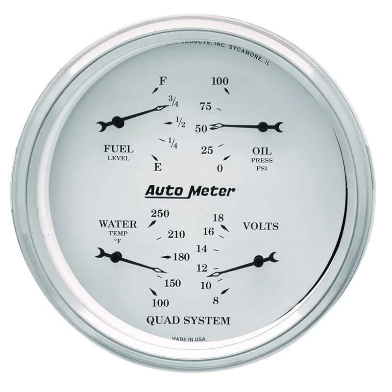 Autometer 1619 Vintage-Style 5-Inch Quad Gauge Set: Oil Pressure, Coolant Temp, Voltage & Oil Temp 1