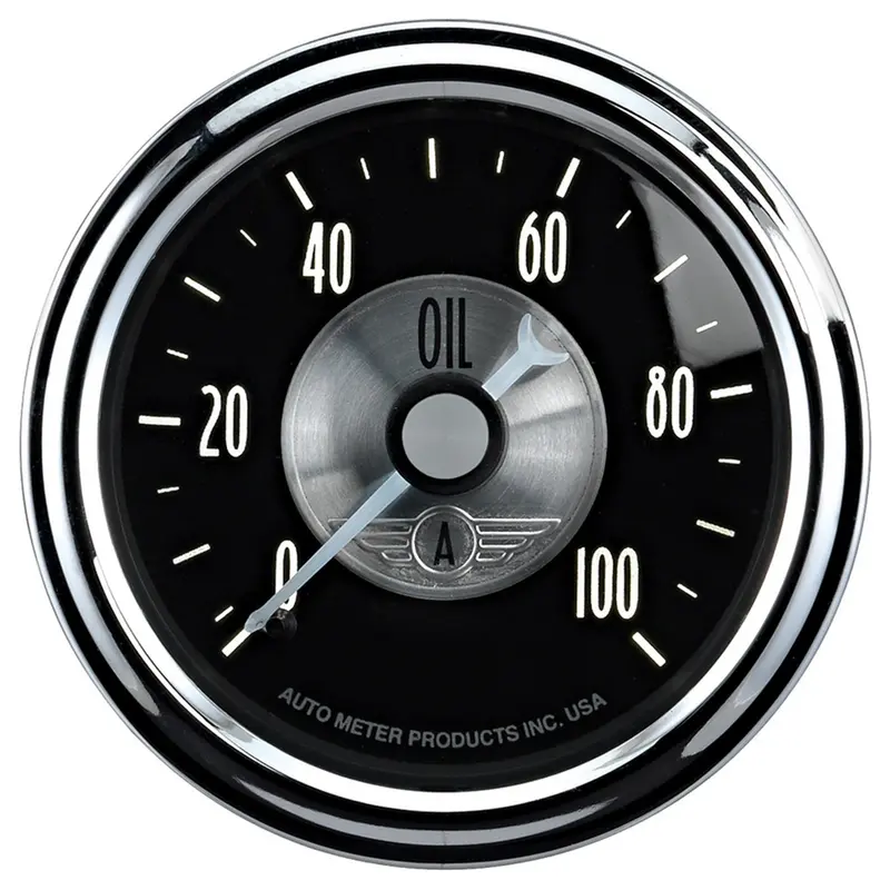 Autometer 2022 Mechanical Oil Pressure Gauge – 2-1/16 Inch, 100 Psi, Prestige Black Diamond Face 1