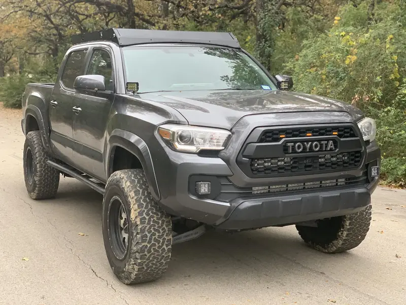 Cali Raised Led Roof Rack Light Bar – 42" Dual-Row Spot Beam, White Housing, Blue Accent Lighting For 2005–2021 Toyota Tacoma 1