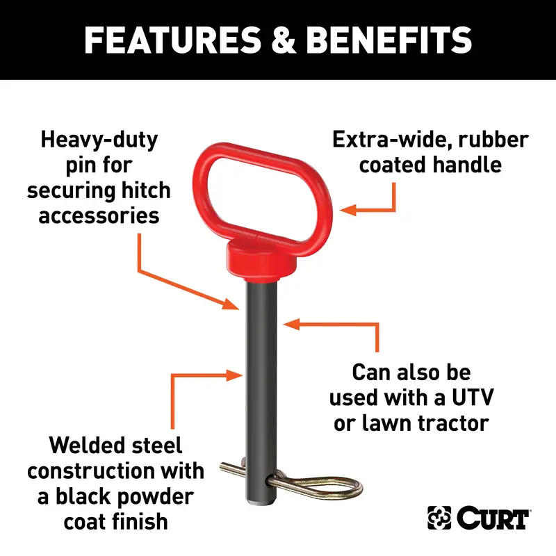 Curt 45804 Curt 45804 5/8 X 4-Inch Clevis Pin Hitch With Rubber-Coated Handle And Clip 1