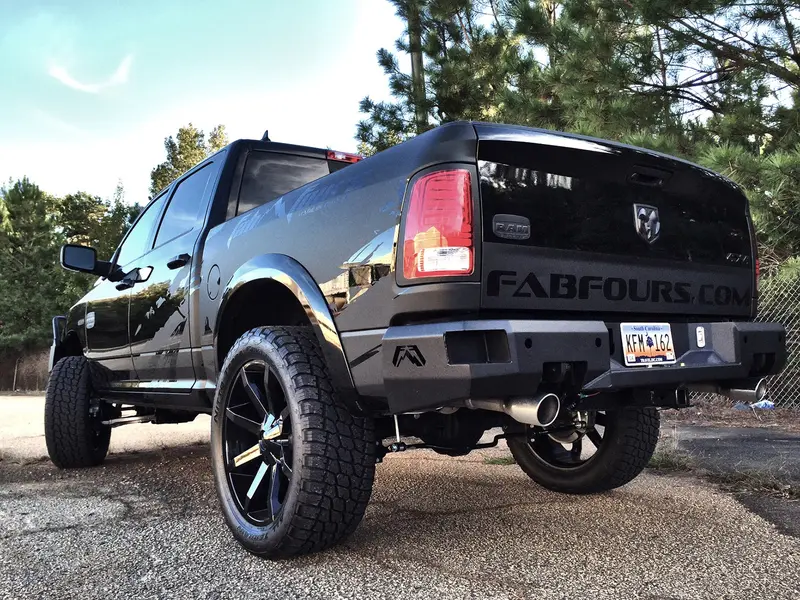 Fab Fours Dr09-W2952-1 Heavy-Duty Rear Bumper – Two-Tone Black Powder Coat With Sensor Cutouts 1