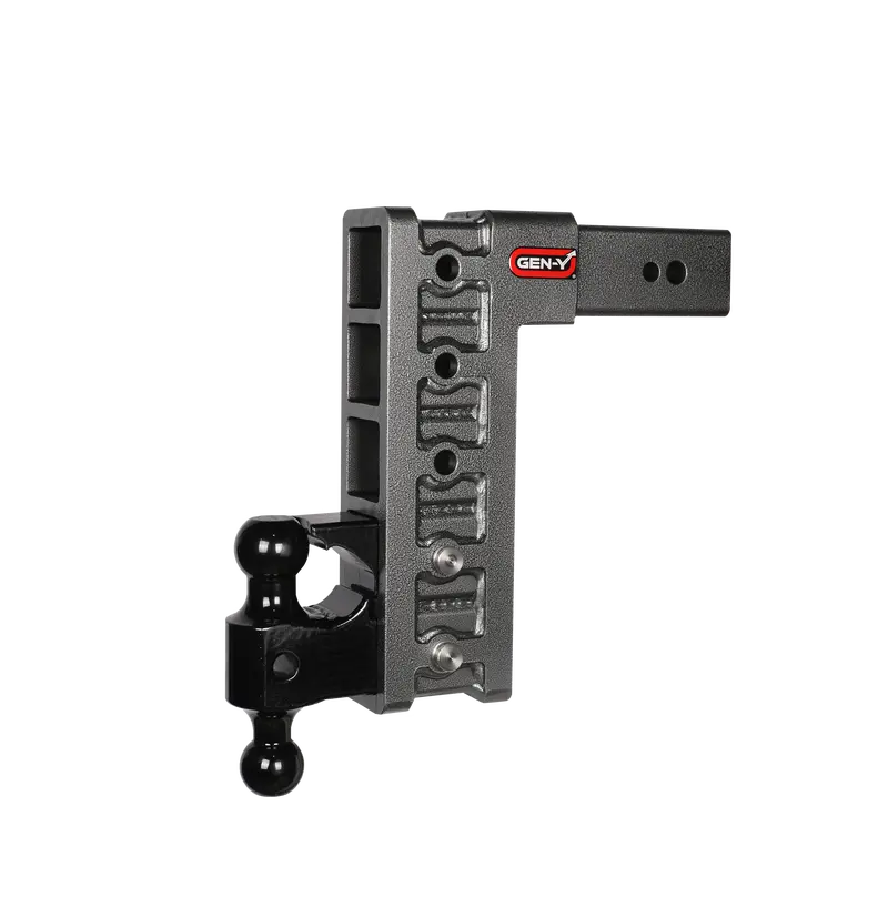 Gen-Y Hitch Gh-1725 Mega-Duty Adjustable Receiver Hitch – 3" Shank, 12" Drop, Dual-Ball & Pintle Lock 1