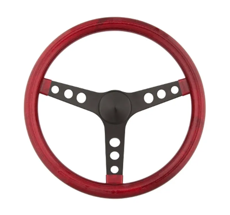 Grant 8475 15-Inch 3-Spoke Metal Flake Steering Wheel – Red Rim With Matte Black Spokes 1