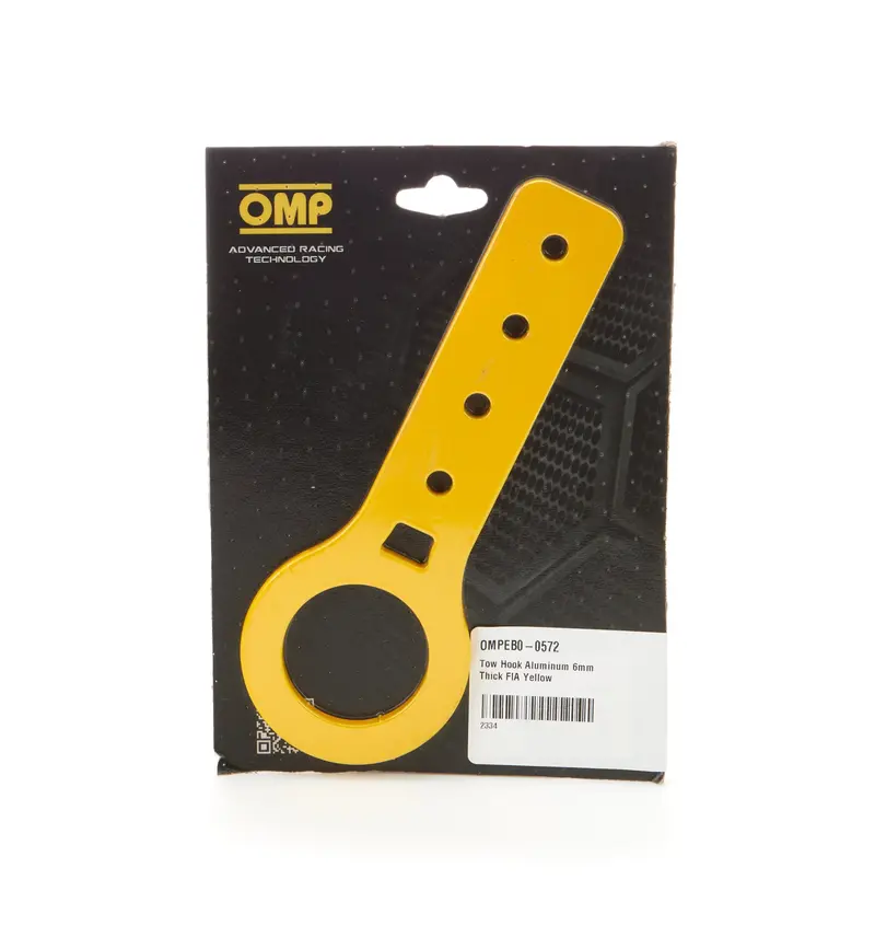 Omp Aluminum Tow Hook – Fia-Certified, 6Mm Thickness, Yellow Finish 1