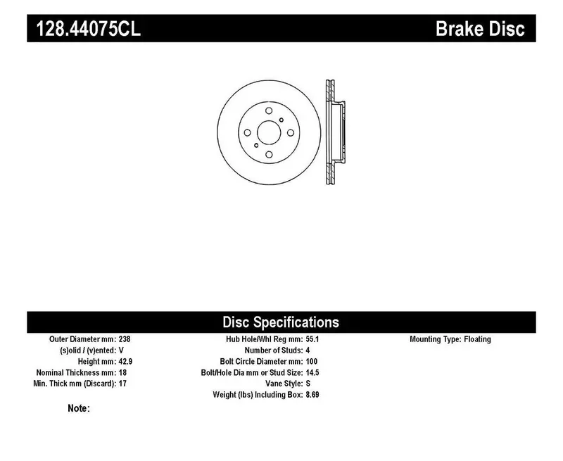 Stoptech 128.44075Cl Cryo-Treated Front Left Cross-Drilled Brake Rotor – Sport Series 1