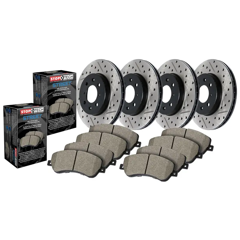 Stoptech 935.49006 Street Brake Kit – Drilled & Slotted Rotors (4-Wheel) 1