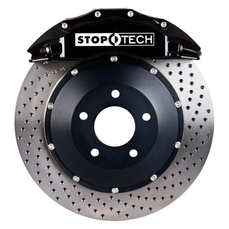 Stoptech Big Brake Kit – Front, Black Calipers With Drilled Two-Piece Rotors 1