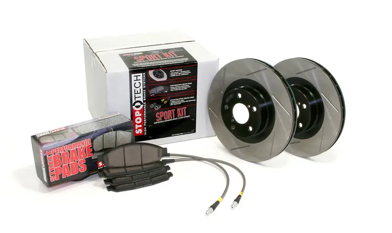 Stoptech Sport Front Brake Kit – Slotted Rotors With Stainless Steel Brake Lines, Model 977.62001F 1