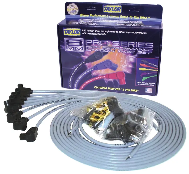 Taylor Cable Spiro-Pro 8Mm Universal Ignition Wire Set – 90° Boots, Gray, Compatible With V8 Engines 1