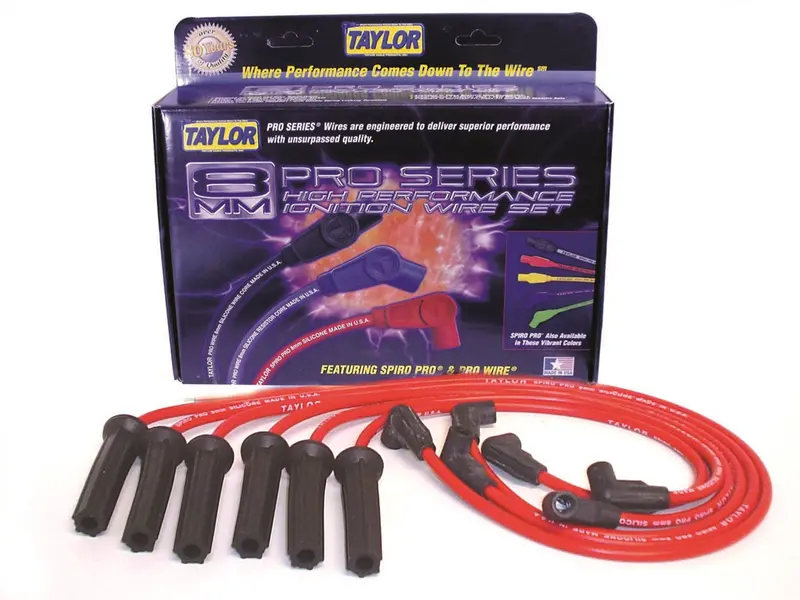 Taylor Spiro-Pro 8Mm Ignition Wire Set – Red, 11.75", 180° Boots 1